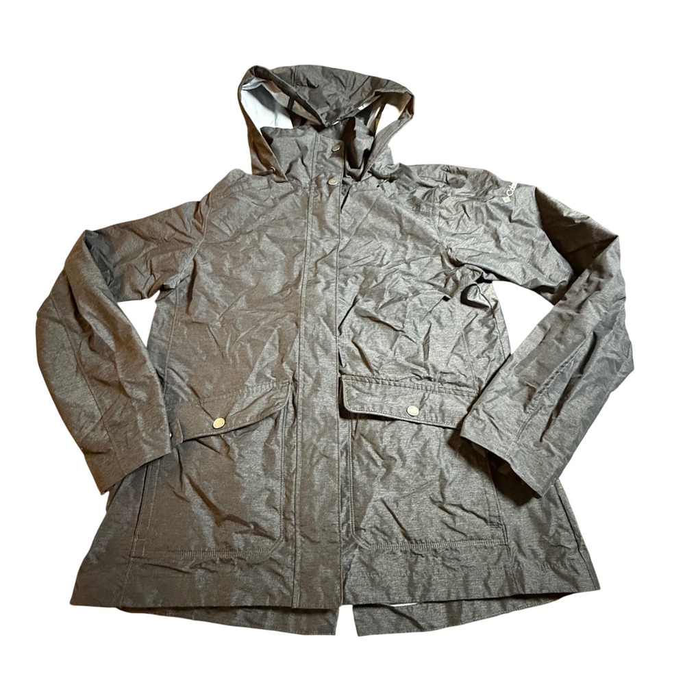 Columbia Rain Jacket Men's Size M Black Hooded Full Zip Outdoor Windbreaker